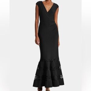 Lauren Ralph Lauren Black Lace Maxi Dress size 14 formal new